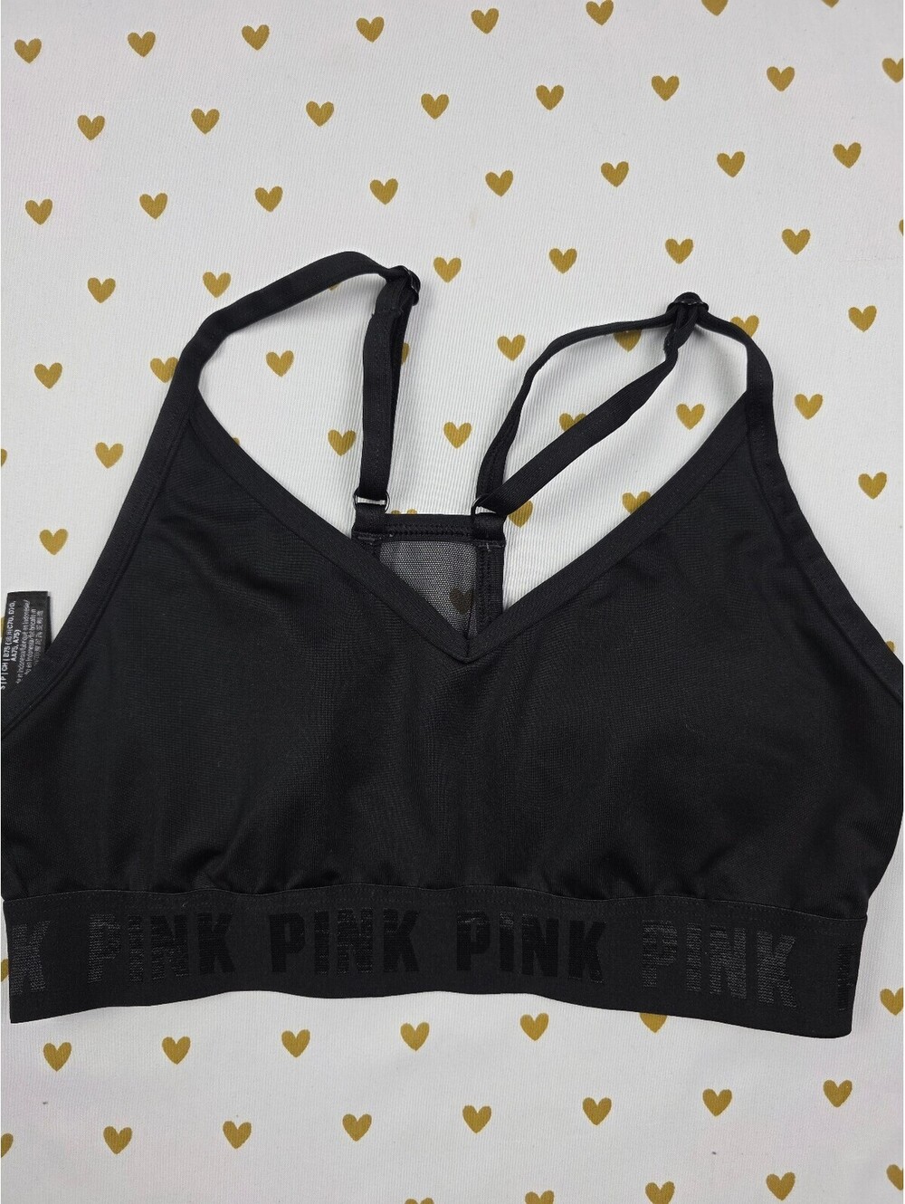Victorias Secret Pink Black Sports Bra SMALL  Bralette Bra Top Tank